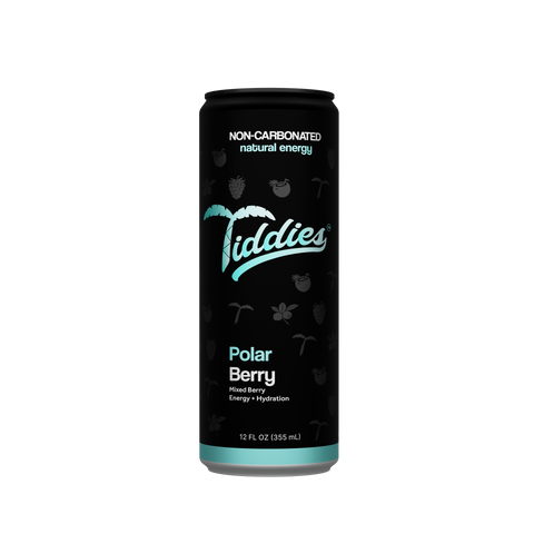 Tiddies Polar Berry mixed berry energy drink in a 12 oz blue sleek can