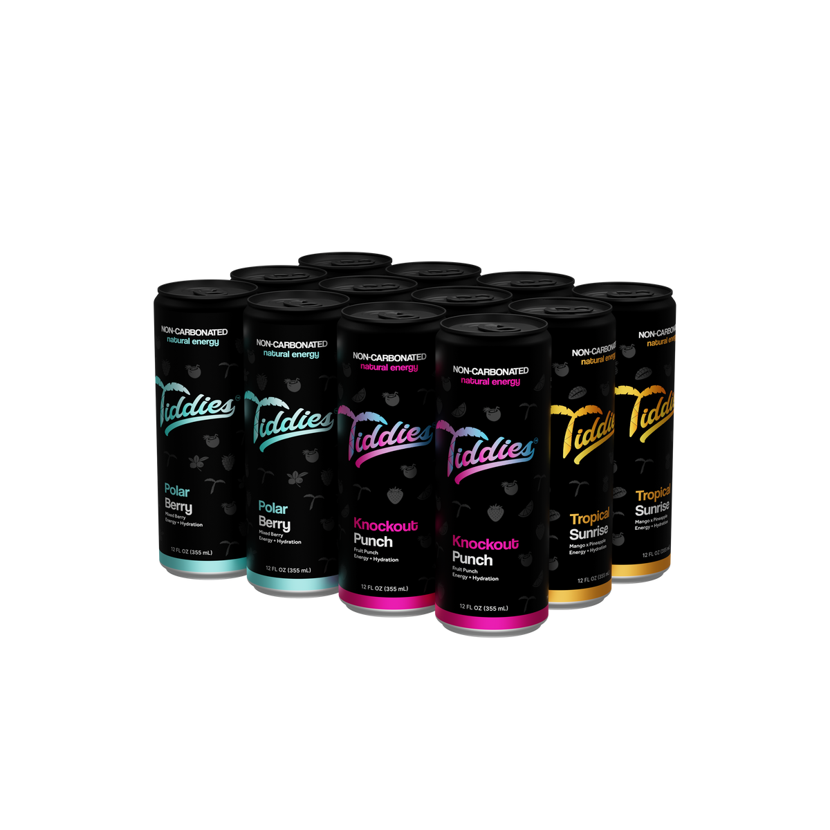 Tiddies energy drink variety 12-pack carton